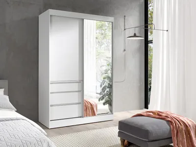 Obrázek produktu pro Šatní skříň se zrcadlem 140 cm DONG - bílá