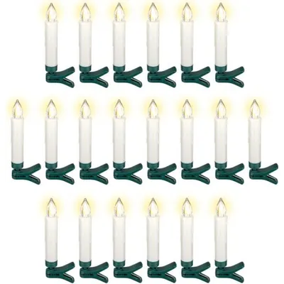 Produktbild von Goobay 20 kabellose LED-Weihnachtsbaumkerzen - mit Klemmen, Fernbedienung und Timerfunktion, dimmbar, warmweiß (2600 K)