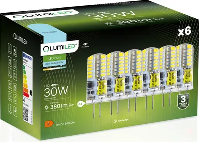Obrázok produktu pre LUMILED LED žiarovky G4 Sada 6 žiaroviek 4W = 30W 6500K Studená biela 380lm 360° 12V AC/DC Mini malá žiarovka Úspora energie Žiadne blikanie SMD