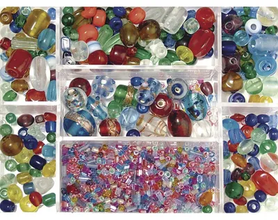 Glaskugelmix, 115 g, bunt, ø 2,5–13 mm, Sammelbox