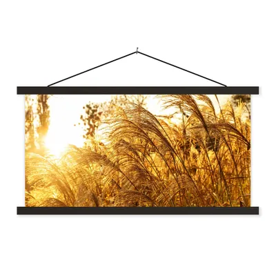 Produktbild von MuchoWow® Textilposter Pampasgras - Sonne - Gras 60x30 cm mit schwarzem Rahmen - Textilien