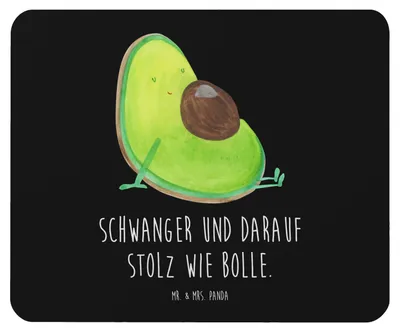 Produktbild von Mr. & Mrs. Panda Mouse Pad Avocado Schwangerschaft - Schwarz - Geschenk, Schwanger, pc mauspad, laptop mousepad, Babyshower, Liebe, Wunder