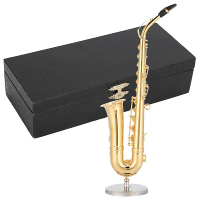 Obrázok produktu pre Saxofón ozdoby Miniatúrne dekorácie Mini hudobný nástroj Model Darčekové remeslo 19cm