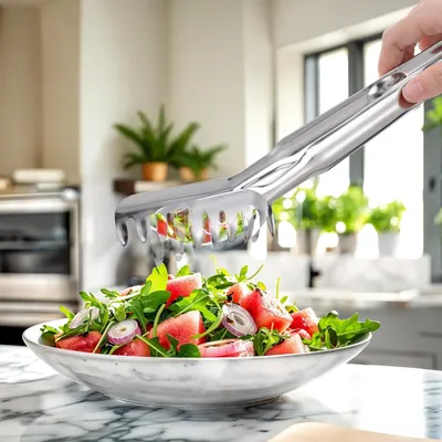 Produktbild von Pasta-Zange 28 cm - Spaghetti-Zange mit Zinkgriff - rostfreies Stahl - ergonomischer Griff für Spaghetti - Kochen - Küchenutensil