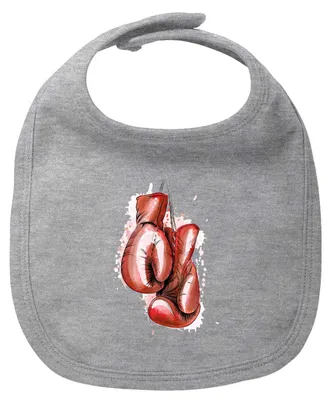 Produktbild von Huuraa Baby Lätzchen Boxhandschuh Comic Heather Grey Klettverschluss Baumwolle Latz Geschenkidee