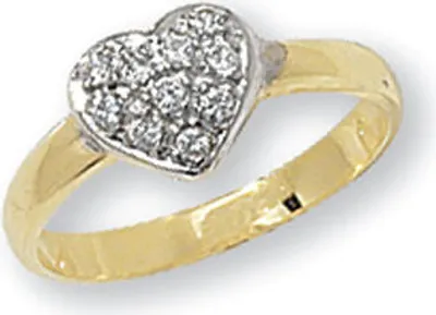 Produktbild von Wunderschöner 9 Karat (375) Gold Herz Damen - Ring mit Zirkonia (synth.), 48 (15.3); TRS17143RSI