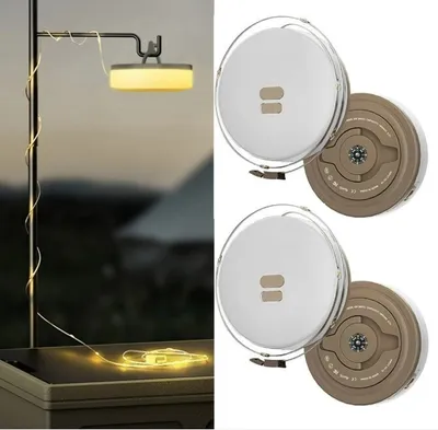 Produktbild von 2 Stücke Multifunktionale Tragbare Campingleuchte,10m Camping Lichterkette, Wasserdichte Campingzeltleuchte mit mehreren Beleuchtungsmodi,Lichterkette