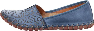 Produktbild von Gemini Damen Slipper Mokassin Muster Leder Ziernaht 031165-02, Größe:39 EU, Farbe:Blau