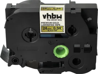 Produktbild von vhbw Schriftband-Kassette kompatibel mit Brother PT PT-9700 PC, PT-9800 PCN, RL 700 S Etiketten-Drucker 5m x 24mm Schwarz auf Premiumgold, Laminiert
