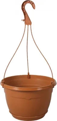 Image de Pot de fleurs suspendu TEKU avec soucoupe plastique terre cuite d25cm