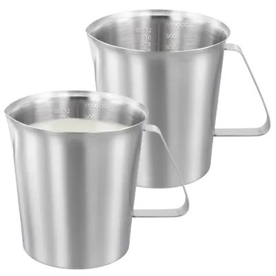 2er-Set Messbecher 1000 ml Edelstahl mit Skala und Ausgießer