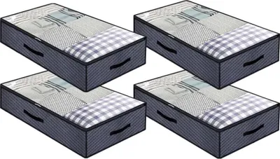 Obrázek produktu pro Skříňka pod postel, 4 kusy, objem 90 litrů, s víkem a průhledným okénkem, vhodná pro uložení prádla a oblečení
