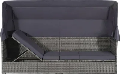Produktbild von vidaXL Gartenbett mit Baldachin Grau 205×62 cm Poly Rattan