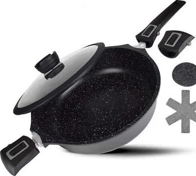 Produktbild von Aluminium-Induktionsbraten mit Deckel, 4,2l, abnehmbarer Griff, gusseiserner Topf, hochrandig, mit Bratenschild.