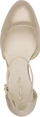 Produktbild von Tamaris Damen Pumps Fesselriemen Blockabsatz samtige Haptik 1-24412-41, Größe:39 EU, Farbe:Gold