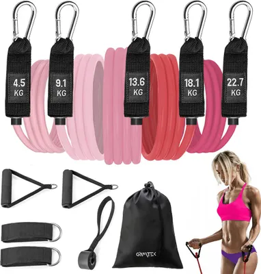 Image de Gymtek® Theraband Set - 5 pièces, 4.5-22.7kg - Bandes de fitness, Resistance Bands, bandes de résistance, bandes de gymnastique - Yoga Pilates musculation Fitness