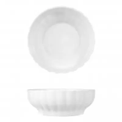 Zdjęcie produktu dla Salaterka ceramiczna, biała, z żebrowanym wzorem, średnica 20 cm