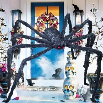Produktbild von Famanu Riesenspin 200 cm - Schwarze Halloween Dekoration mit flexiblen Beinen