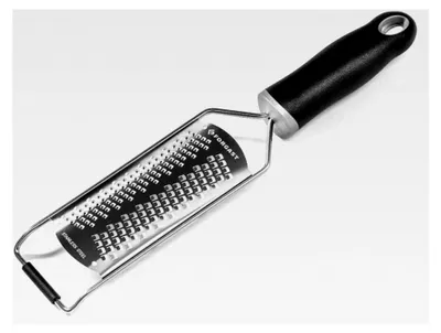 Produktbild von Handreibe mit breiter Klinge | Zitronenreibe | Kleinmaschig | Edelstahl | Kunststoffgriff | Gesamtlänge 31 cm | Unverzichtbar in jeder Küche | Spülmaschinenfest