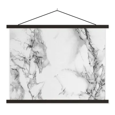 Produktbild von MuchoWow® Textilposter Marmor - Stein - Weiß - Grau - Schwarz - Marmoroptik 60x45 cm mit schwarzem Rahmen - Poster Schlafzimmer