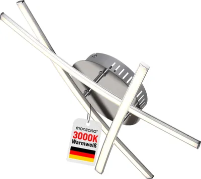 Image de Monzana Plafonnier LED 3 barres "Trekant" argent lampe moderne à basse consommation éclairage plafond intérieur IP20