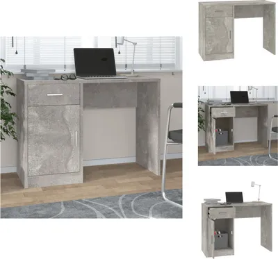 Produktbild von vidaXL Schreibtisch mit Stauraum Betongrau 100x40x73 cm Holzwerkstoff -  Schreibtische