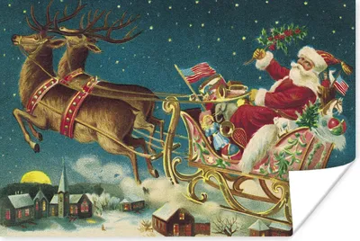 Produktbild von MuchoWow® Poster Weihnachten - Winter - Vintage 30x20 cm - Plakate - Print