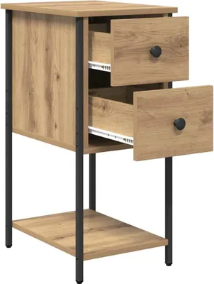 Zdjęcie produktu dla vidaXL Stolik nocny dębowy ręcznie wykonany 32 x 42 x 70 cm materiał drewnopochodny