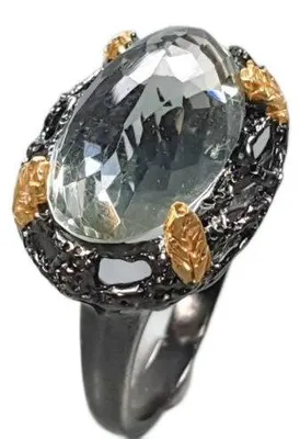 Produktbild von 925er Kunstring mit grünem Amethyst, Ringgröße 19,5