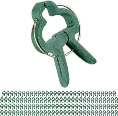 Image de Pinces pour plantes Relaxdays, 120 pièces, petites pinces pour plantes, 3 x 4 cm, pinces pour plants de tomates, pinces de jardinage, vertes