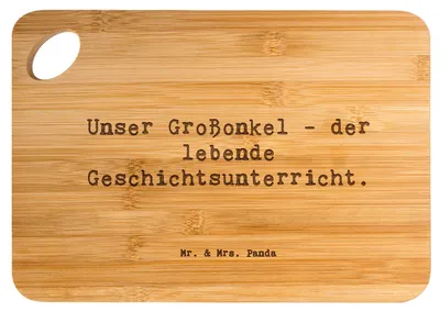 Produktbild von Mr. & Mrs. Panda Holzbrett Spruch Großonkel Geschichtsunterricht - Transparent - Geschenk, Brett, Verwandtschaftsbeziehung, Küchenbrett, Familienfeste, Familie, Verwandte