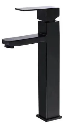 Produktbild von Schwarzer Badezimmer-Wasserhahn aus Edelstahl, moderner Wasserfall-Waschtischhahn für Zuhause und Hotel, 2 Schläuche