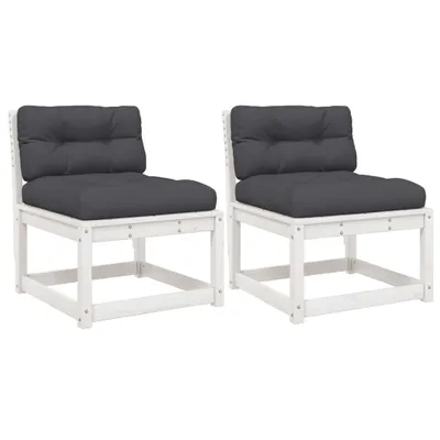Produktbild von vidaXL Gartensofas mit Kissen 2 Stk. Weiß Massivholz Kiefer