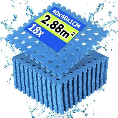 Immagine prodotto di Tappetino per piscina blu, 40x40 cm, spessore 1 cm, con fori, 54 pezzi, protezione per pavimenti esterni