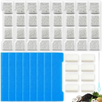 Produktbild von 8 Stück Filter Katzenbrunnen kompatibel für SIBAYS SIFS76DE Katzenbrunnen 15L Katzen Trinkbrunnen für Katzen Vierfachem Filtersystem mit 8 Wasserpumpenfilter 1 Reinigungsbürste