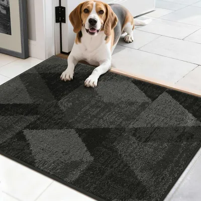 Produktbild von Fußmatte innen Karomuster Dunkelgrau 50 x 80 cm Polyester rutschfest