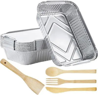 Productafbeelding van Aluminium wegwerpschalen 20 stuks - 1900 ml - 26 x 19 x 6 cm - Voor barbecue en oven