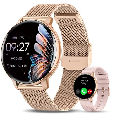Produktbild von Damen Smartwatch, 1,32"" HD Voll AMOLED, Armbanduhr mit SpO2 Pulsuhr Menstruationszyklus Schlafmonitor Schrittzähler Kalorien Fitness Tracker IP68 Wasserdicht, für iOS Android