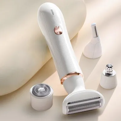 Image de Appareil d'épilation électrique 4-en-1 pour femmes, à utiliser à domicile, pour tout le corps, avec connexion USB.