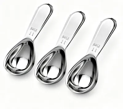 3er Set Edelstahl Kaffeelöffel, kurzer Griff, 15 ml Messlöffel