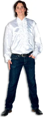 Produktbild von L330033F-L weiß Herren Rüschenhemd Discohemd Gr.L