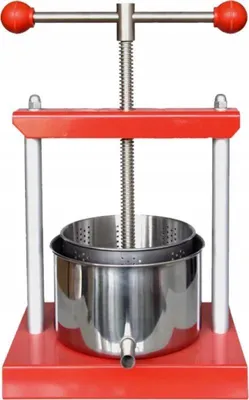 Image de Presse-fruits manuelle, extracteur de jus - Capacité : 6 litres - En acier inoxydable - Avec insert filtrant - Pour fruits et baies