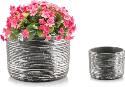 Produktbild von Grauer Keramik Blumentopf, Zylinder, 14x13cm