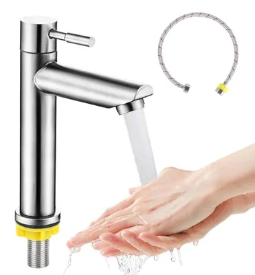 Obrázok produktu pre Kúpeľňová batéria s chrómovou povrchovou úpravou, jednopáková, s 60 cm hadicou