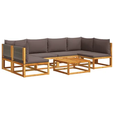 Produktbild von 7-tlg. Gartensofa-Set mit Kissen Holz Akazie & Seil