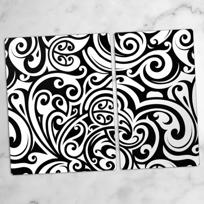 Produktbild von Glas-Herdabdeckplatten Glaskeramikkochfeld-Abdeckung Spritzschutz Schneidebrett Zweiteilige Glas 70x52 cm Verzierungen
