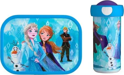 Productafbeelding van Lunchset voor school, beker en lunchbox, blauw