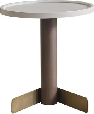 Image de Table d'appoint blanche Tables de salon Table ronde moderne en bois Pied en bois