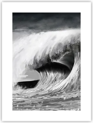 Produktbild von Poster - Poster ohne Rahmen - Welle Zeichnung Schwarzweiß - 30x40 cm - Wand Bild - Wanddeko - Wandbilder - Kunstposter - Wandposter - Bilder - Kunstdruck - Wanddekoration - Wandbild - P2XPA30x40-4264