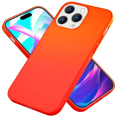 Immagine prodotto di Custodia per iPhone 14 Pro Max - Custodia in silicone colorato al neon, copertura morbida e vellutata arancione
